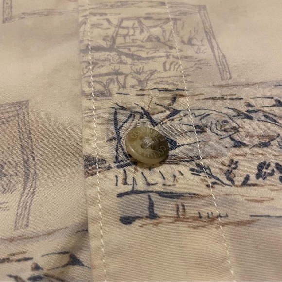 *SOLD* Columbia XL fish and fly print eggshell color button down - Picture 5 of 7